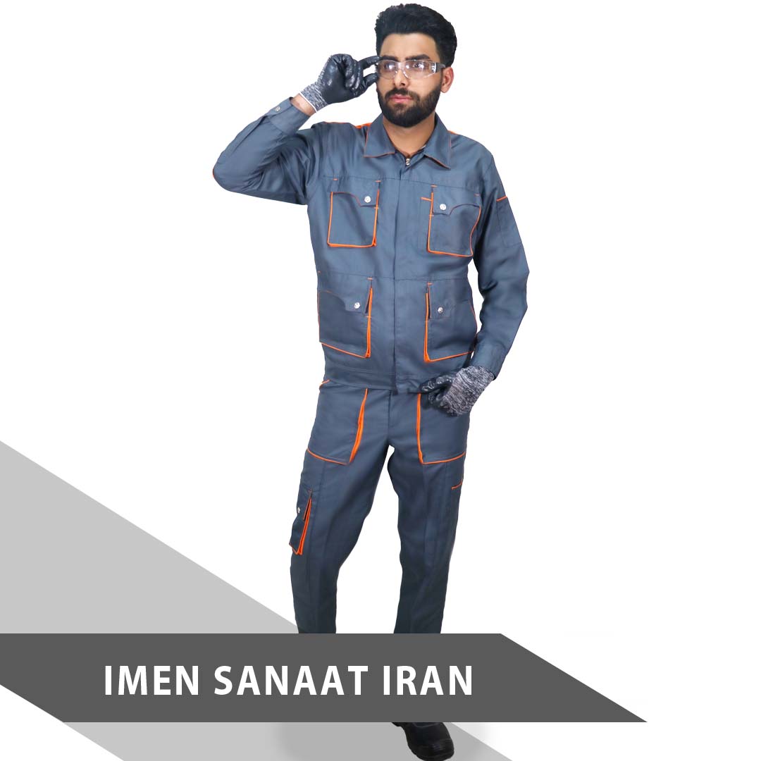 لباس کار ست ورک طوسی نارنجی کد 1538